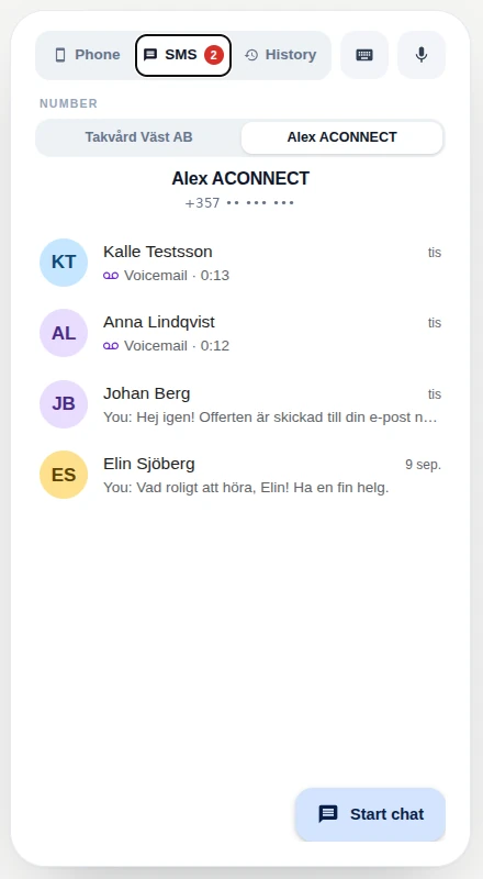 Dialern: SMS-inkorg per nummer